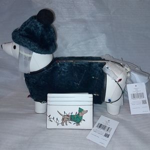 New Kate Spade Leather Dashshund Cross Body/Matching 2 Sided Card Case